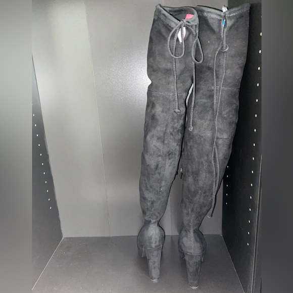 Faux Suede Over the Knee Boots - Picture 4 of 6